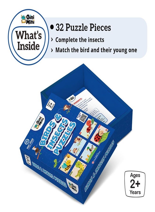 GiniMini Birds & Insects Puzzle for Kids 2 3 4 5 Years | Educational 2 Piece Puzzle for Memory & Motor Skills | Return & Birthday Gifts for Boys & Girls - Image 4